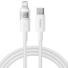 91257 baseus datovy kabel display 2 type c na lightning rychle nabijanie digitalny displej 20 w 2 m biely moon white
