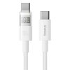 91221 1 baseus datovy kabel display 2 type c na type c rychle nabijanie digitalny displej 100 w 2 m biely moon white