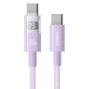 91227 1 baseus datovy kabel display 2 type c na type c rychle nabijanie digitalny displej 100 w 2 m fialovy nebula purple