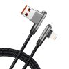 91140 lito datovy kabel usb na lightning rychle nabijanie 60 w nylonovy oplet pravouhly konektor 1 m cierny