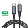 91029 techsuit datovy kabel type c na type c super rychle nabijanie pd 100 w 480 mbps nylon hlinikova zliatina 1 m cierny