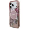 110037 2 guess iml flowers with pearl strap magsafe obal na iphone 17 pro ruzovy