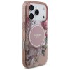 110037 3 guess iml flowers with pearl strap magsafe obal na iphone 17 pro ruzovy
