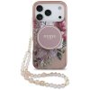 110037 guess iml flowers with pearl strap magsafe obal na iphone 17 pro ruzovy