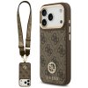 112014 guess 4g strass logo with big strap metal button magsafe puzdro pre iphone 17 pro hnede