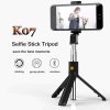 119401 2 techsuit selfie stick k07 selfie tyc s kompaktnym stativom bluetooth dialkove ovladanie skladacia 70 cm cierna