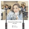 119374 7 techsuit selfie stick l13 selfie tyc so stabilnym vysuvnym stativom bluetooth dialkove ovladanie 113 cm cierna