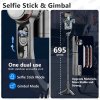 119425 6 techsuit selfie stick l18smini selfie tyc so stabilnym gimbalom a stativom bluetooth dialkove ovladanie led svetlo 360 rotacia 70 cm cierna