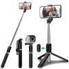 119440 techsuit selfie stick q02 selfie tyc so skladacim stativom bluetooth dialkove ovladanie 360 rotacia nehrdzavejuca ocel 103 cm cierna