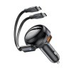 119827 acefast car charger b13 autonabijacka s vysuvnym kablom usb 2 usb c 53w 70 15 cm cierna