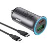 119857 1 acefast car charger b16 autonabijacka usb usb c 95w pd3 0 rychle nabijanie s usb c kablom 1 2 m metalicka siva