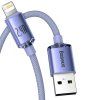 120664 1 baseus data cable crystal shine datovy kabel usb lightning 2 4a 2 m nylonovy oplet fialovy
