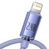 120664 2 baseus data cable crystal shine datovy kabel usb lightning 2 4a 2 m nylonovy oplet fialovy