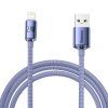 120664 baseus data cable crystal shine datovy kabel usb lightning 2 4a 2 m nylonovy oplet fialovy