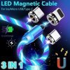 LED svietiaci magnetický USB kábel 3v1 pre iPhone/Android 1M (Barva Modrá)