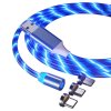 LED svietiaci magnetický USB kábel 3v1 pre iPhone/Android 1M (Barva Modrá)