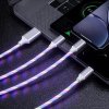 LED svietiaci rýchlonabíjací + data USB kábel 3v1 pre iPhone/Android 1,2M (Barva Modrá)