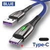 USB Type C TURBO 5A rýchlonabíjací + data LED kábel (Barva Černá, Délka 2M)