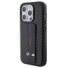 57216 3 bmw kryt leather s grip stojanom hladkym a karbonovym vzorom pre iphone 15 pro cierny