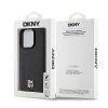 46905 7 dkny kozeny kryt na iphone 15 pro s monogramovym kozenym vzorom a kovovym logom a magsafe dkhmp15lpshrpsk cierny