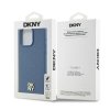 46845 7 dkny kozeny kryt na iphone 15 s kozenym vzorom a kovovym logom a magsafe dkhmp15spshrpsb modry