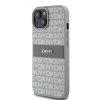 46965 6 dkny kozeny kryt na iphone 15 s monovzorom pruhom a kovovym logom dkhcp15sprthsle bezovy