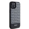 46863 4 dkny kozeny kryt na iphone 15 s potlacenym vzorom a kovovym logom a magsafe dkhmp15spsospk cierny
