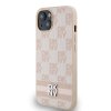 46953 11 dkny kozeny kryt na iphone 15 s sachovnicovym monovzorom a potlacenymi pruhmi dkhcp15spcptssp ruzovy