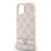 46953 12 dkny kozeny kryt na iphone 15 s sachovnicovym monovzorom a potlacenymi pruhmi dkhcp15spcptssp ruzovy