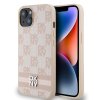 46953 8 dkny kozeny kryt na iphone 15 s sachovnicovym monovzorom a potlacenymi pruhmi dkhcp15spcptssp ruzovy