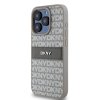 57630 5 dkny kozeny kryt s monovzorom pruhom a kovovym logom pre iphone 15 pro max bezovy