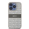 57630 1 dkny kozeny kryt s monovzorom pruhom a kovovym logom pre iphone 15 pro max bezovy
