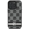 49365 2 dkny kozeny obal sachovnicovy vzor a potlacene pruhy dkhcp16lpcptssk iphone 16 pro cierny