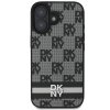 49362 2 dkny kozeny obal sachovnicovy vzor a potlacene pruhy dkhcp16spcptssk iphone 16 cierny