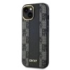 46989 1 dkny kozeny pevny kryt na iphone 15 so sachovnicovym monovzorom a magsafe dkhmp15spcpvslk cierny