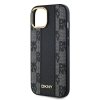 46989 4 dkny kozeny pevny kryt na iphone 15 so sachovnicovym monovzorom a magsafe dkhmp15spcpvslk cierny