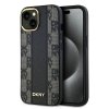 46989 dkny kozeny pevny kryt na iphone 15 so sachovnicovym monovzorom a magsafe dkhmp15spcpvslk cierny