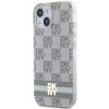 47040 1 dkny pevny kryt na iphone 15 plus s sachovnicovym monovzorom a potlacenymi pruhmi a magsafe dkhmp15mhcptse bezovy