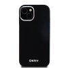 46926 3 dkny pevny silikonovy kryt na iphone 15 plus s malym kovovym logom a magsafe dkhmp15msmchlk cierny