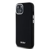 46926 1 dkny pevny silikonovy kryt na iphone 15 plus s malym kovovym logom a magsafe dkhmp15msmchlk cierny