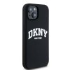46788 1 dkny pevny silikonovy kryt na iphone 15 s bielym potlacenym logom a magsafe dkhmp15ssnyach cierny
