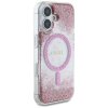55077 3 guess hardcase resin bottom glitter magsafe guhmp16srgrgep tvrde puzdro s glitrovou zivicovou spodnou castou a magsafe pre iphone 16 ruzove