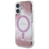55077 4 guess hardcase resin bottom glitter magsafe guhmp16srgrgep tvrde puzdro s glitrovou zivicovou spodnou castou a magsafe pre iphone 16 ruzove