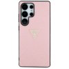 55044 2 guess leather grained hot stamp 4g triangle metal guhcs25lpgp4strp kozeny ochranny kryt s texturovanou upravou horucou razbou 4g a trojuholnikovym kovovym logom pre samsung galaxy s25 ultra ruzovy