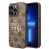 45921 guess pevny kryt 4g s velkym kovovym logom na iphone 15 pro guhcp15l4gmgbr hnedy