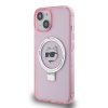 42450 5 karl lagerfeld tvrdy obal s prstencovym stojanom magsafe klhmp15shmrschp iphone 15 ruzova hlava choupette