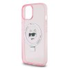 42450 1 karl lagerfeld tvrdy obal s prstencovym stojanom magsafe klhmp15shmrschp iphone 15 ruzova hlava choupette