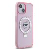 42450 2 karl lagerfeld tvrdy obal s prstencovym stojanom magsafe klhmp15shmrschp iphone 15 ruzova hlava choupette