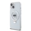 42435 5 karl lagerfeld tvrdy obal s prstencovym stojanom magsafe klhmp15shmrskhh iphone 15 biela hlava karla