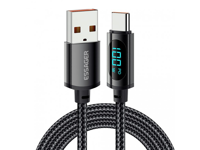 USB A - Type C TURBO 100W 5A rýchlonabíjací + data LED kábel 1M/2M